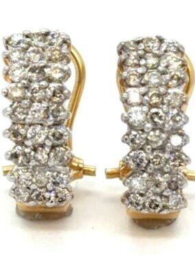 14K Diamond Pyramid Earrings with friction posts omega back Stunning Diamonds